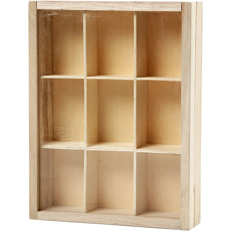 Holzkiste mit Fächern, T 3,5 cm, Größe 17x13 cm, 1 Stk [HOB-57454]
