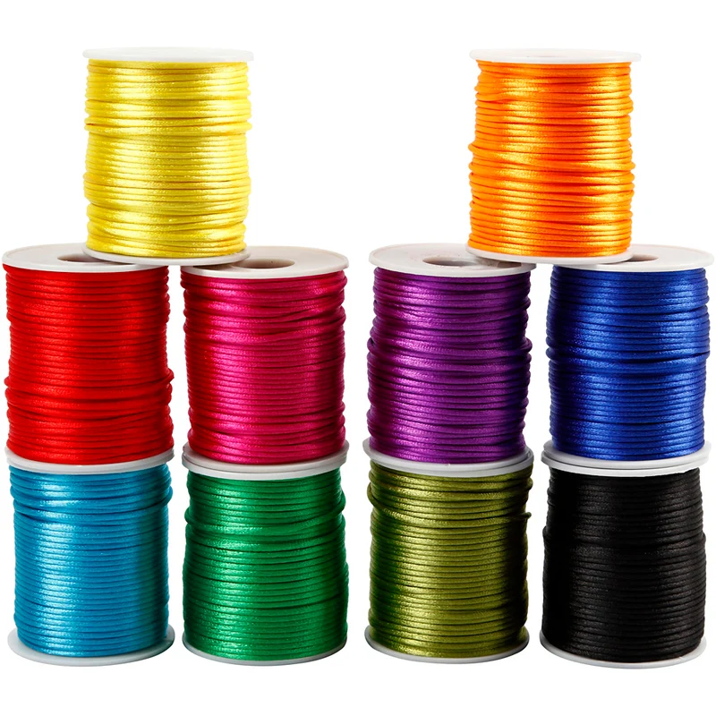 Satinband, Dicke 2 mm, Kräftige Farben, 10x50 m/ 1 Pck [HOB-51551]