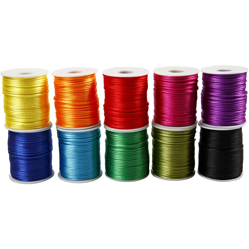 Satinband, Dicke 2 mm, Kräftige Farben, 10x50 m/ 1 Pck [HOB-51551]