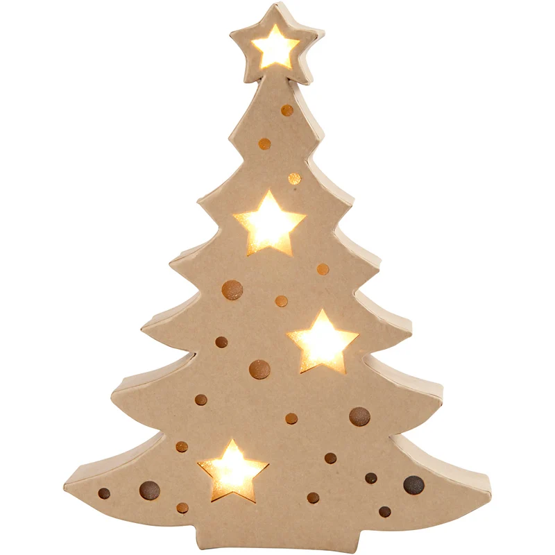 Leuchtende Pappmaché-Figur, Weihnachtsbaum, H 27 cm, T 4 cm, B 21,5 cm, 1 Stk [HOB-54905]