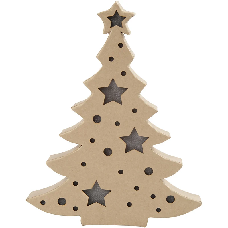 Leuchtende Pappmaché-Figur, Weihnachtsbaum, H 27 cm, T 4 cm, B 21,5 cm, 1 Stk [HOB-54905]