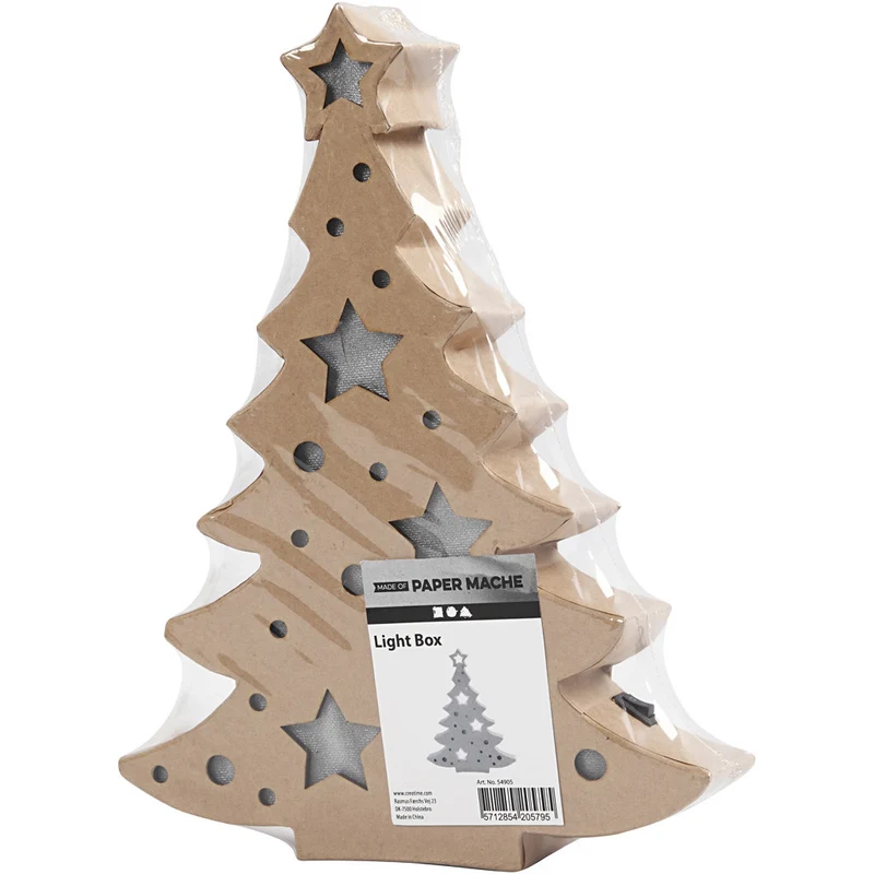 Leuchtende Pappmaché-Figur, Weihnachtsbaum, H 27 cm, T 4 cm, B 21,5 cm, 1 Stk [HOB-54905]
