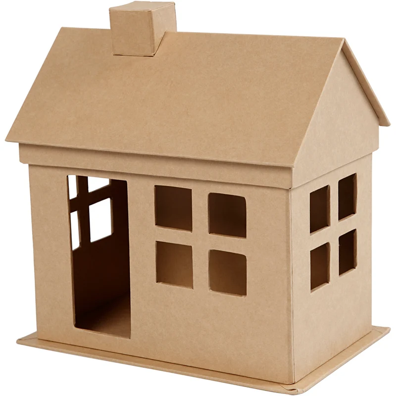 Pappmaché-Haus, H 23 cm, T 14,5 cm, L 22,5 cm, 1 Stk [HOB-54903]