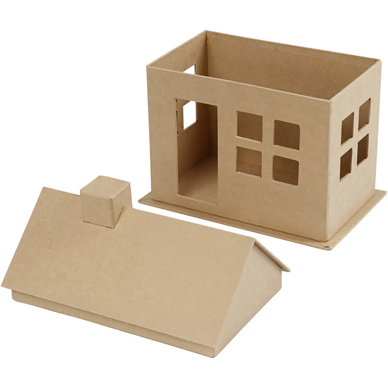 Pappmaché-Haus, H 23 cm, T 14,5 cm, L 22,5 cm, 1 Stk [HOB-54903]