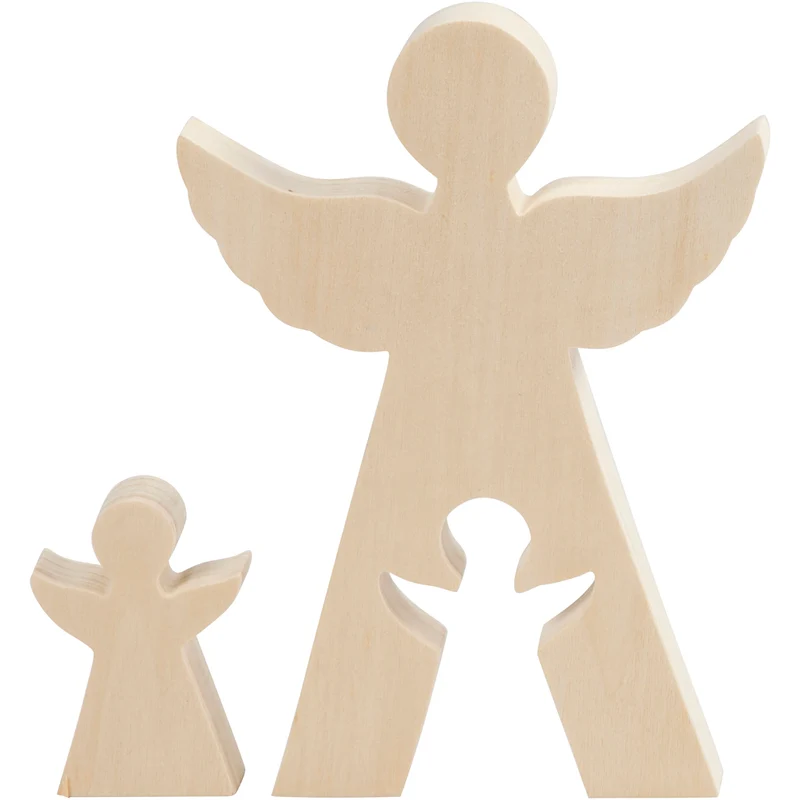 2in1 - Holzfigur, Engel, H 7,8+20 cm, T 2 cm, B 4,5+14,3 cm, 1 Set [HOB-56136]