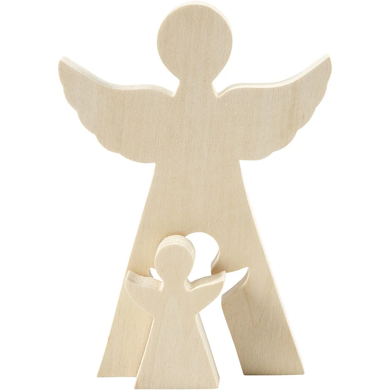 2in1 - Holzfigur, Engel, H 7,8+20 cm, T 2 cm, B 4,5+14,3 cm, 1 Set [HOB-56136]