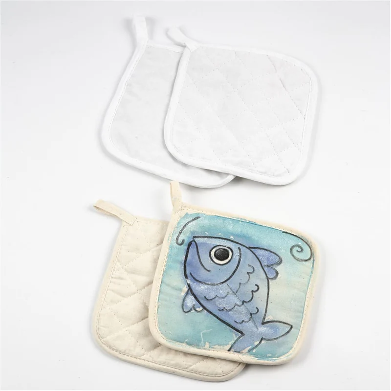 Topflappen, Größe 20x20 cm, 115 g, Hellnatur, 4 Stk/ 1 Pck [HOB-499111]