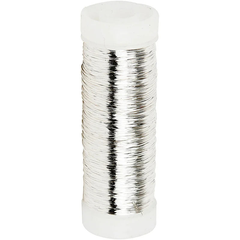 Silberdraht, Dicke 0,2 mm, Versilbert, 50 g, 110 m/ 1 Rolle [HOB-51756]