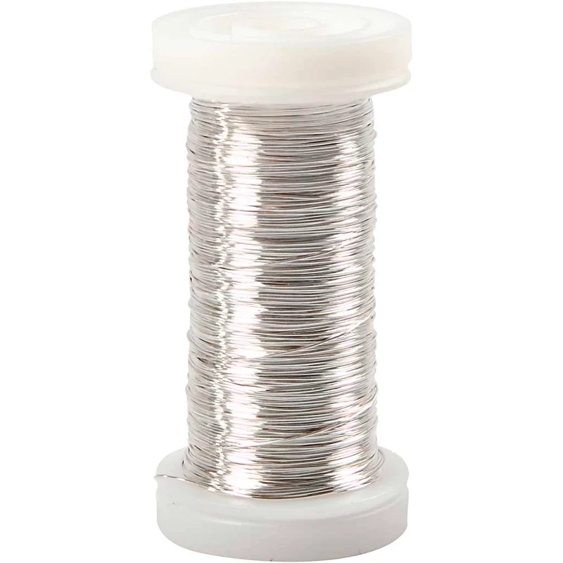 Silberdraht, Dicke 0,3 mm, Versilbert, 50 g, 100 m/ 1 Rolle [HOB-51736]