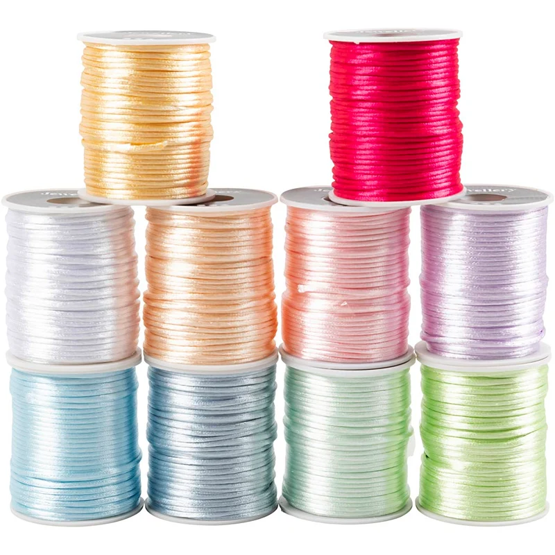 Satinband, Dicke 2 mm, Pastellfarben, 10x50 m/ 1 Pck [HOB-51550]