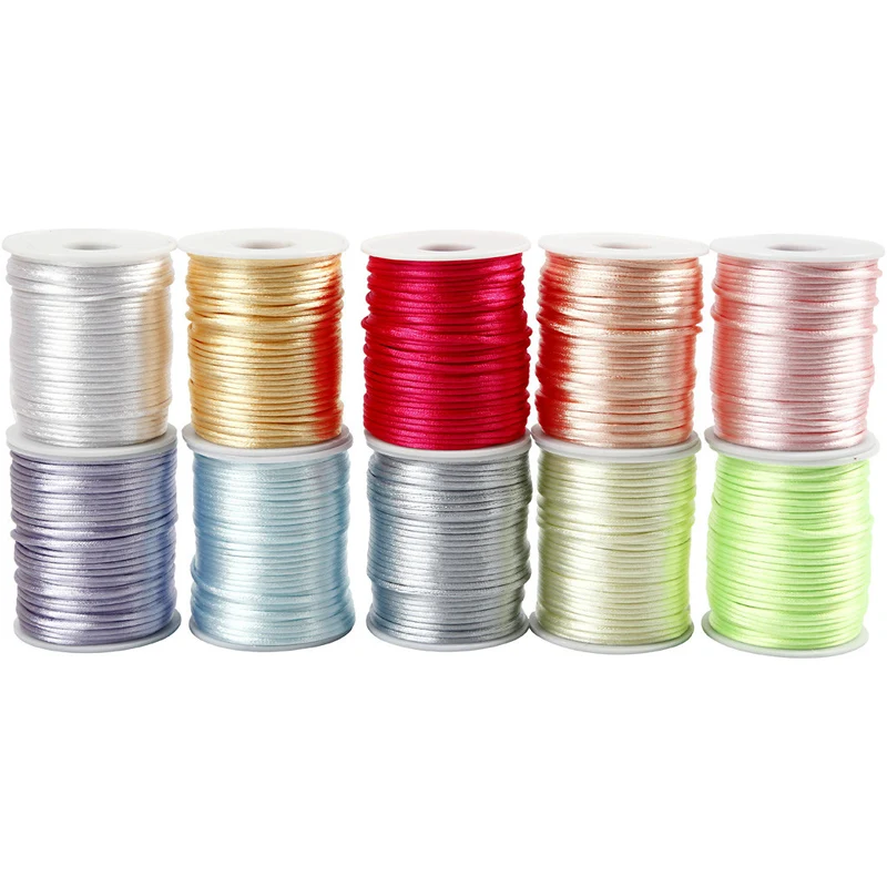 Satinband, Dicke 2 mm, Pastellfarben, 10x50 m/ 1 Pck [HOB-51550]