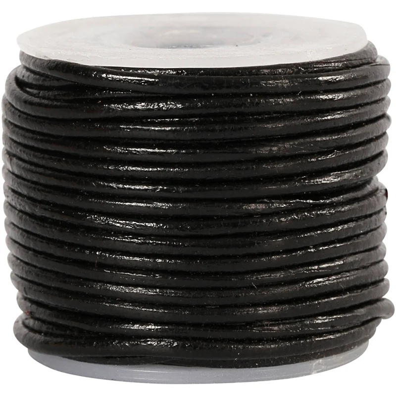 Lederband, Dicke 1 mm, Schwarz, 10 m/ 1 Rolle [HOB-51548]