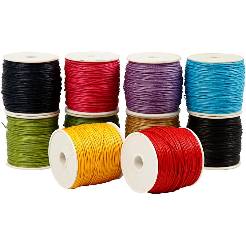 Baumwollschnur, Dicke 1 mm, Kräftige Farben, 10x50 m/ 1 Pck [HOB-51544]