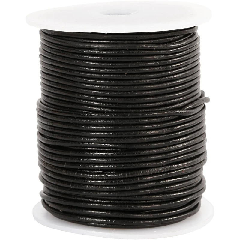 Lederband, Dicke 2 mm, Schwarz, 50 m/ 1 Rolle [HOB-51541]