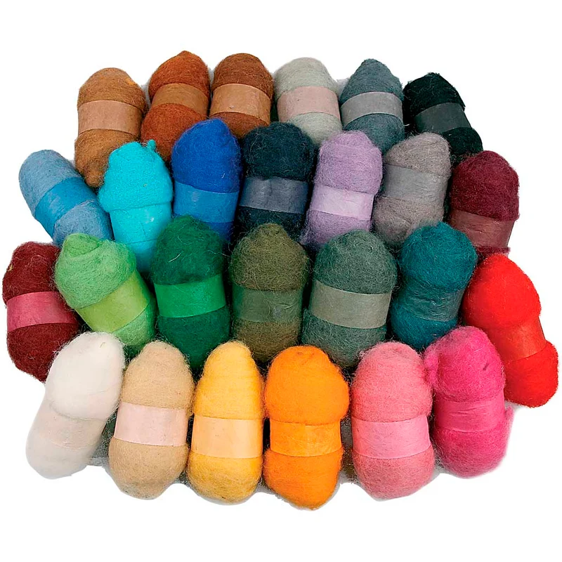 Kardierte Wolle , Sortierte Farben, 26x25 g/ 1 Pck [HOB-45199]
