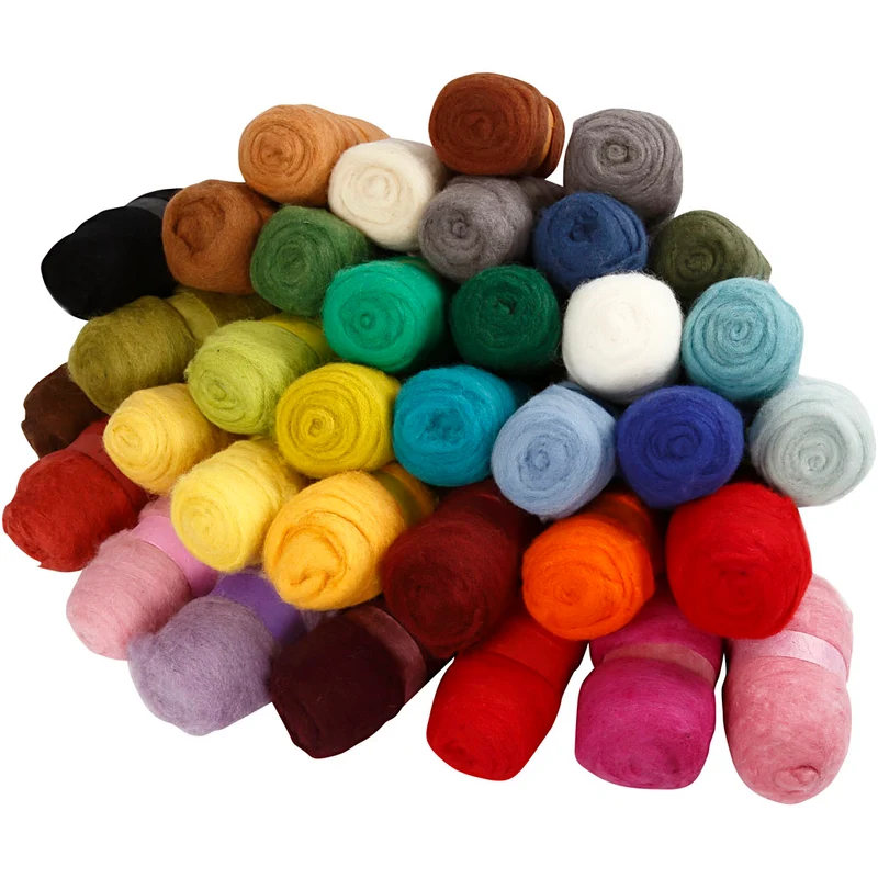 Kardierte Wolle , Sortierte Farben, 35x100 g/ 1 Pck [HOB-45198]