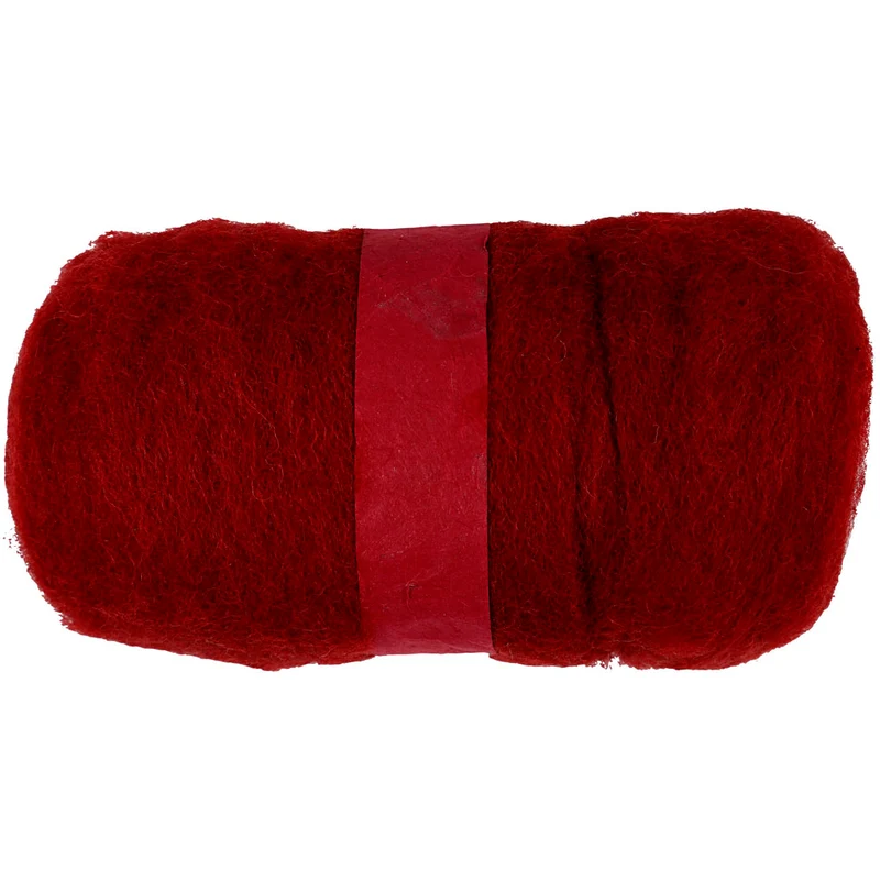 Kardierte Wolle , Feuerrot, 100 g/ 1 Bündl. [HOB-451870]