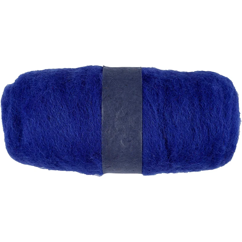 Kardierte Wolle , Königsblau, 100 g/ 1 Bündl. [HOB-451860]