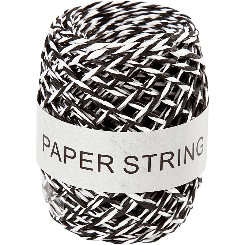 Papierschnur, Dicke 1 mm, Schwarz/Weiß, 50 m/ 1 Rolle [HOB-50327]