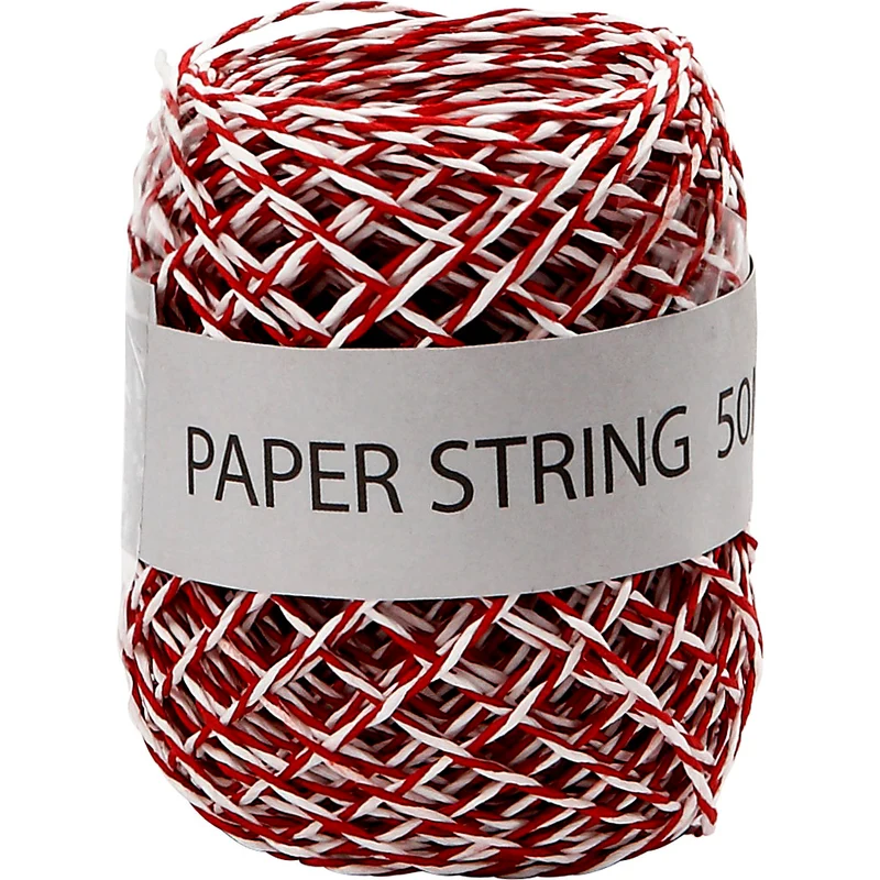 Papierschnur, Dicke 1 mm, Rot/Weiß, 50 m/ 1 Rolle [HOB-50326]