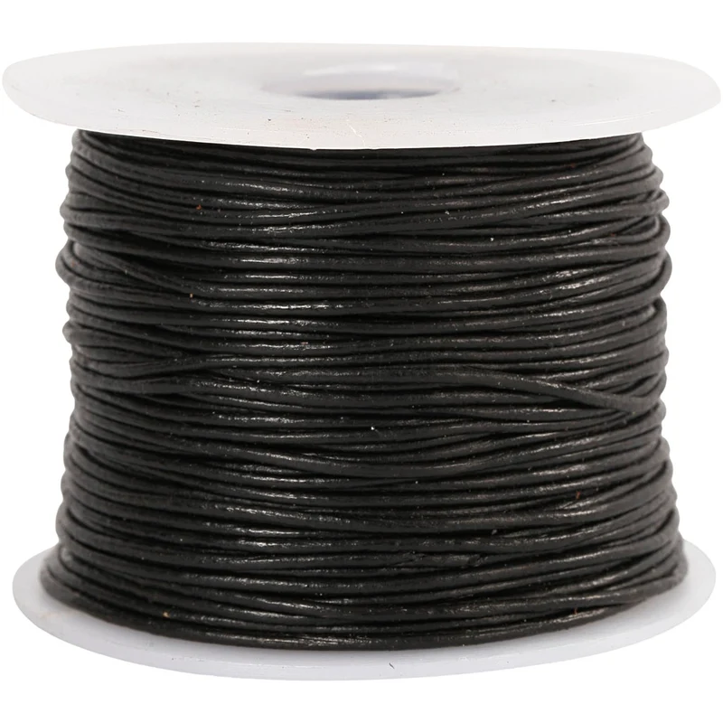 Lederband, Dicke 1 mm, Schwarz, 50 m/ 1 Rolle [HOB-51526]
