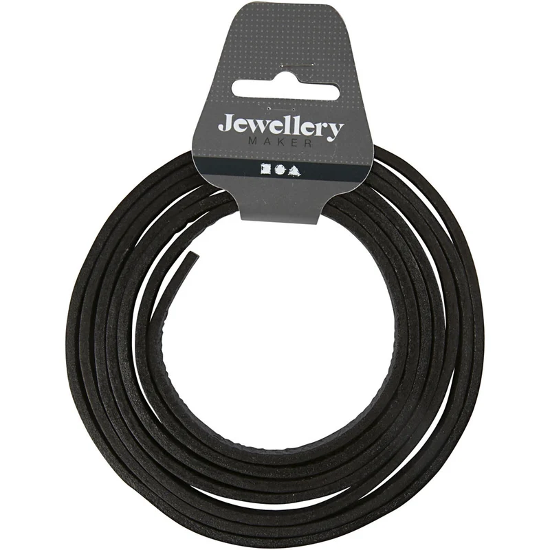 Lederband , B 10 mm, Dicke 3 mm, Schwarz, 2 m/ 1 Pck [HOB-51501]