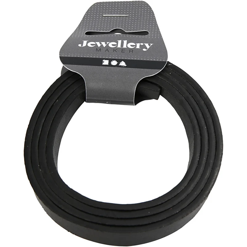Lederband Imitat, B 10 mm, Dicke 3 mm, Schwarz, 1 m/ 1 Pck [HOB-51493]
