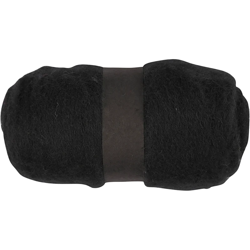 Kardierte Wolle , Schwarz, 100 g/ 1 Bündl. [HOB-451840]