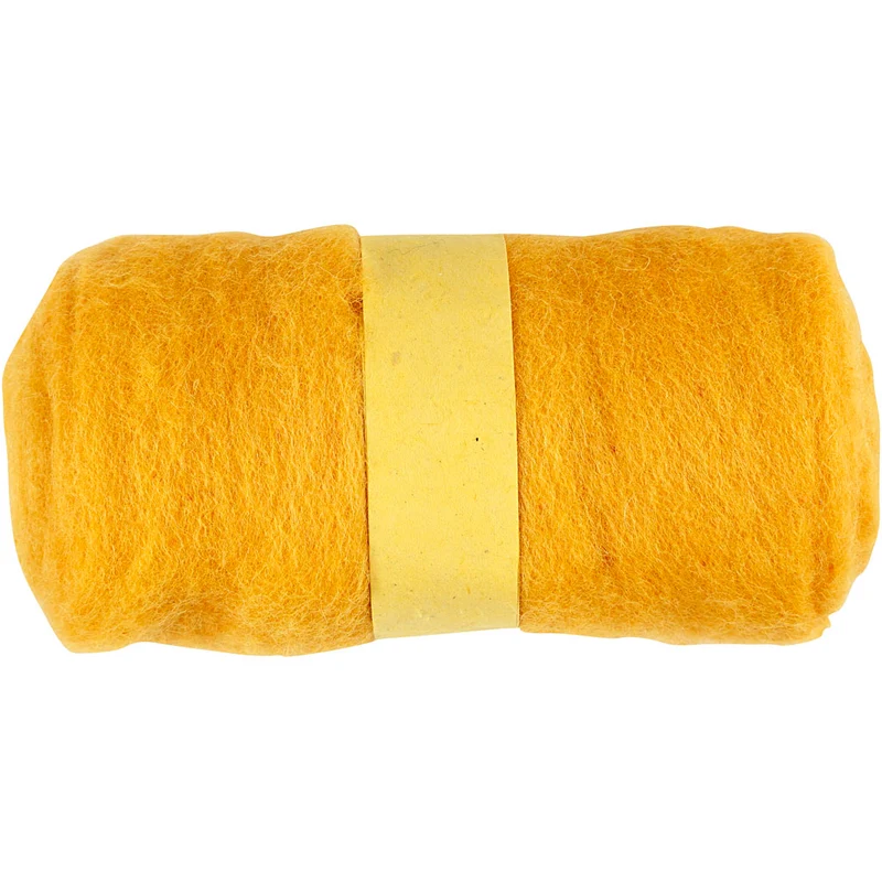 Kardierte Wolle , Gelb, 100 g/ 1 Bündl. [HOB-451770]