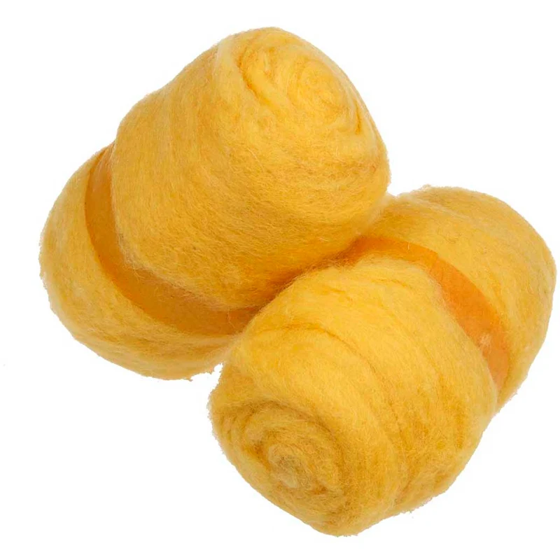 Kardierte Wolle , Gelb, 2x100 g/ 1 Bündl. [HOB-45177]
