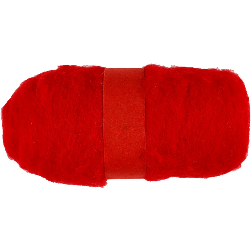 Kardierte Wolle , Rot, 100 g/ 1 Bündl. [HOB-451760]