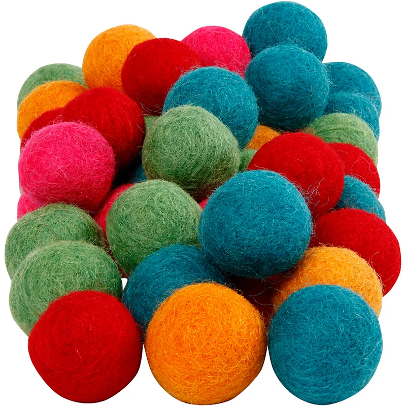 Filzkugeln, D 20 mm, Kräftige Farben, 64 Stk/ 1 Pck [HOB-45137]
