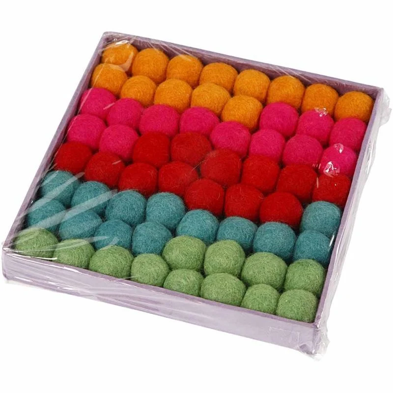 Filzkugeln, D 20 mm, Kräftige Farben, 64 Stk/ 1 Pck [HOB-45137]