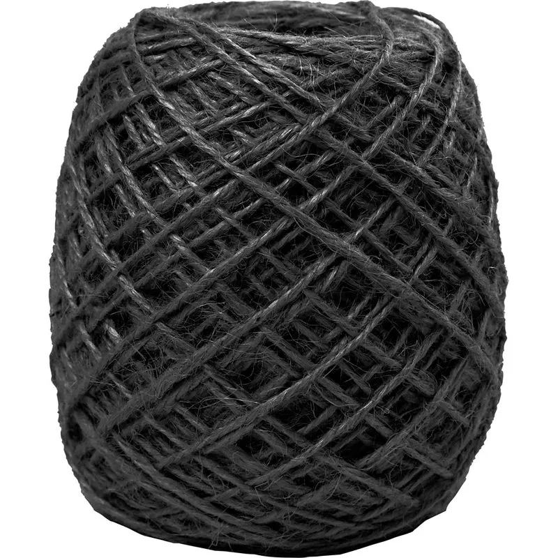 Natur-Hanfkordel, Dicke 1-2 mm, Schwarz, 150 m/ 1 Rolle [HOB-503237]
