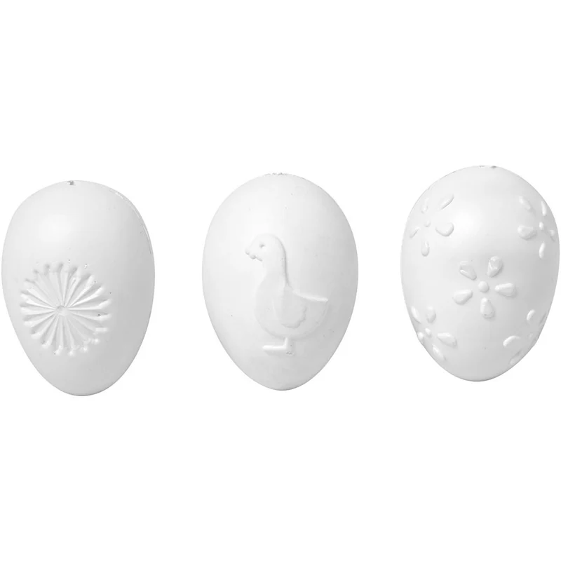 Eier, geprägt, H 6 cm, Weiß, 12 Stk/ 1 Pck [HOB-51026]
