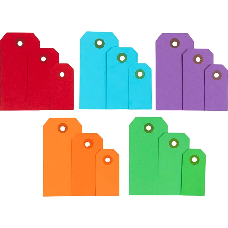 Manila-Anhänger, Größe 3x6+4x8+5x10 cm, 220 g, Sortierte Farben, 500 Stk/ 1 Pck [HOB-51009]