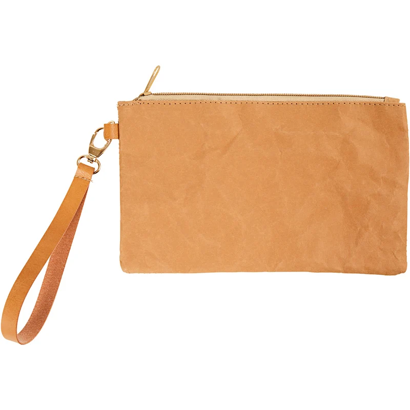 Beutel aus Lederimitat-Papier, H 18 cm, L 21 cm, 350 g, Hellbraun, 1 Stk [HOB-49893]