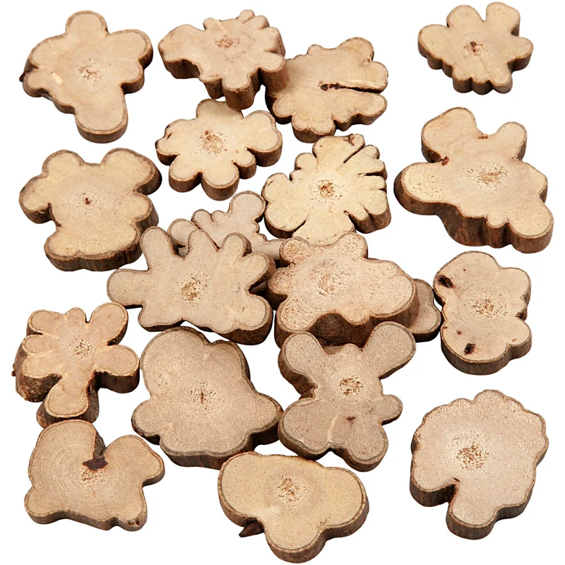 Holzscheiben-Mix, Größe 15-40 mm, Dicke 5 mm, 230 g/ 1 Pck [HOB-502170]