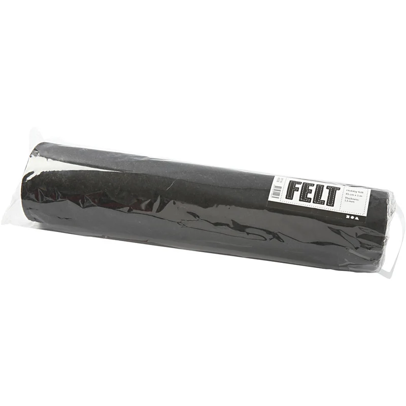Bastelfilz, B 45 cm, Dicke 1,5-2 mm, meliert, 180-200 g, Schwarz, 5 m/ 1 Rolle [HOB-45038]