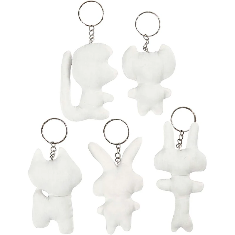 Schlüsselanhänger aus Stoff, H 6-10 cm, 5 Stk/ 1 Pck [HOB-49503]