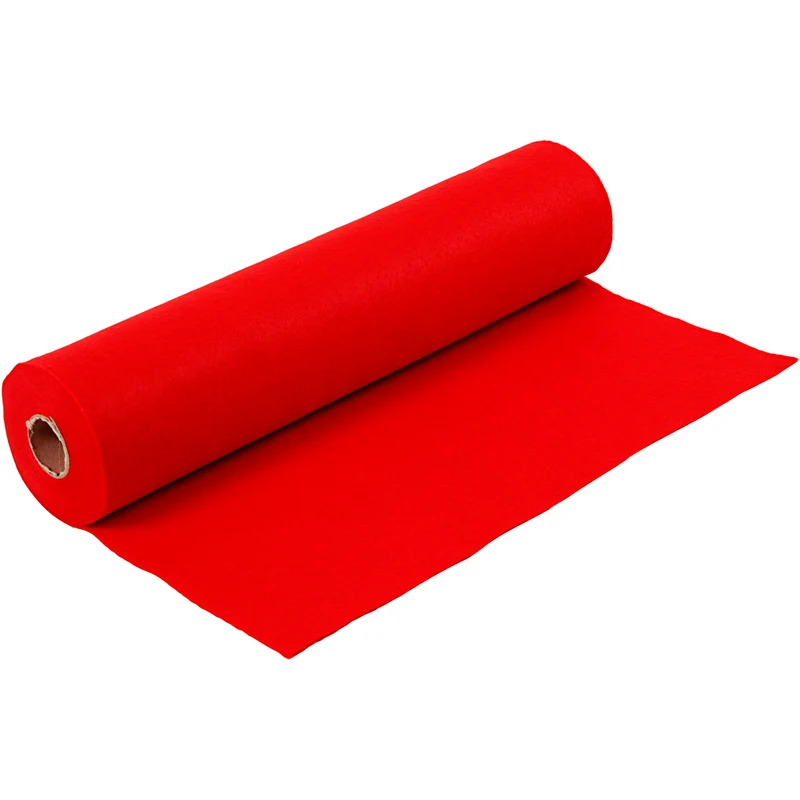 Bastelfilz, B 45 cm, Dicke 1,5-2 mm, 180-200 g, Rot, 5 m/ 1 Rolle [HOB-45012]