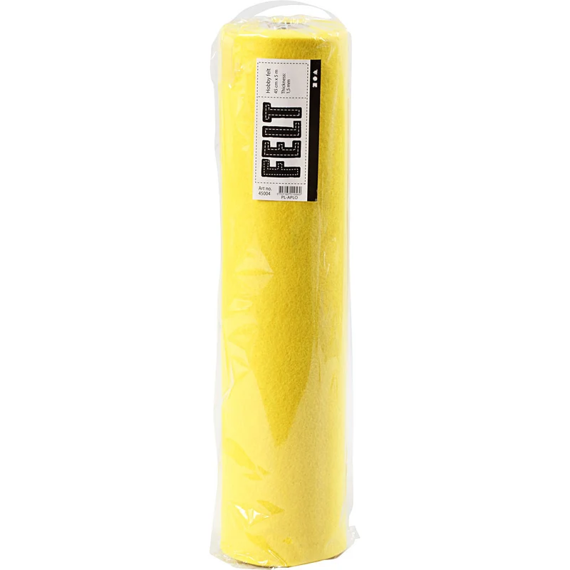 Bastelfilz, B 45 cm, Dicke 1,5-2 mm, 180-200 g, Gelb, 5 m/ 1 Rolle [HOB-45004]