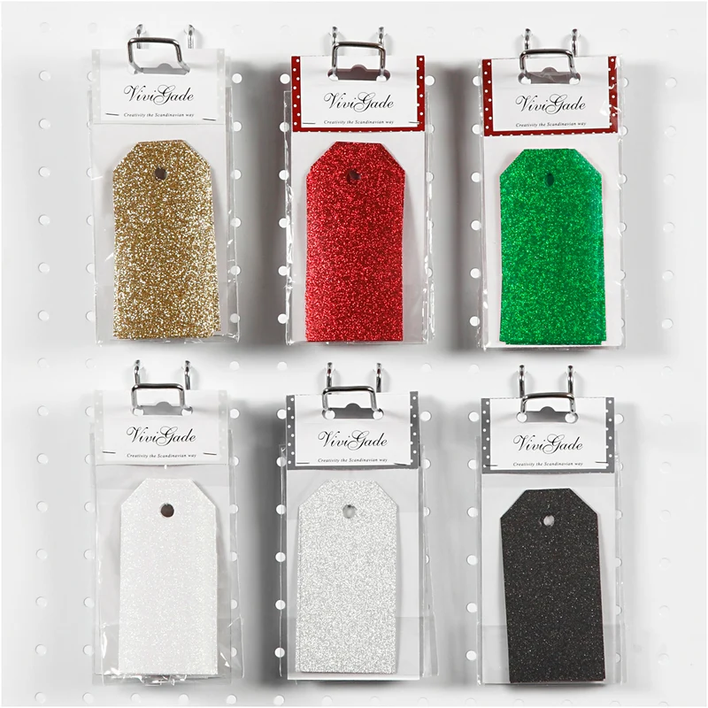 Geschenkanhänger, Größe 5x10 cm, Glitter, 300 g, 6x10 Pck/ 1 Pck [HOB-50981]