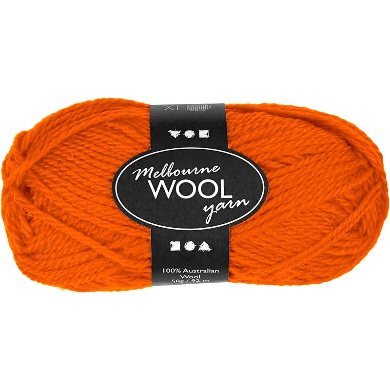 Melbourne Wool Yarn, L 92 M, Orange, 50 g/ 1 Knäuel [HOB-44793]