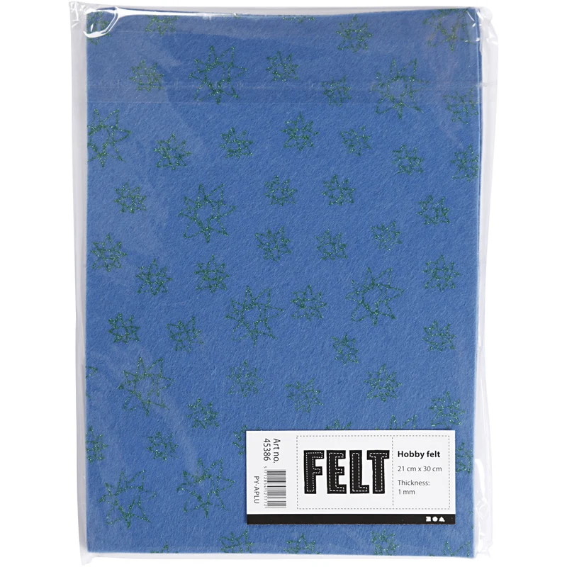 Bastelfilz, A4, Blatt 210x297 mm, Dicke 1,5-2 mm, Blau, 10 Bl./ 1 Pck [HOB-45386]