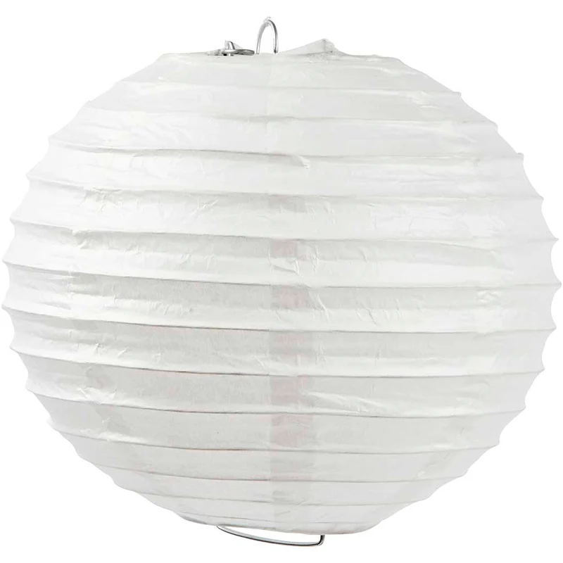 Reispapier-Lampe/-Lampion, Rund, D 20 cm, Weiß, 1 Stk [HOB-500280]