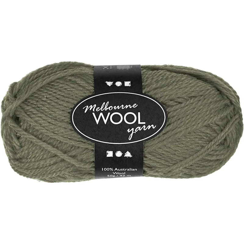 Melbourne Wool Yarn, L 92 M, Dunkelgrün, 50 g/ 1 Knäuel [HOB-44785]