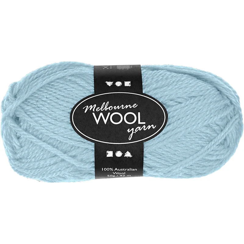 Melbourne Wool Yarn, L 92 M, Helltürkis, 50 g/ 1 Knäuel [HOB-44781]