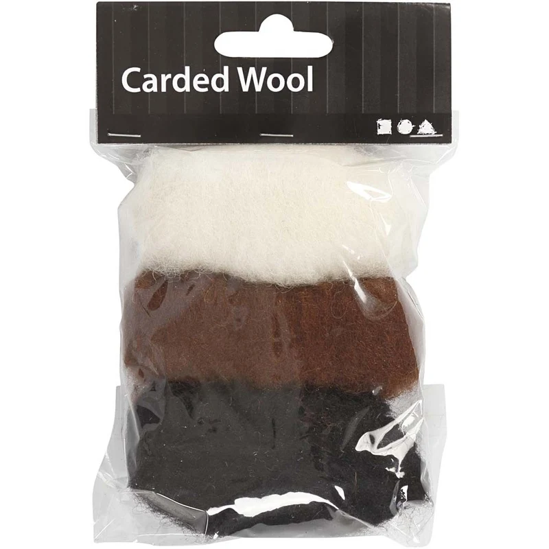 Kardierte Wolle , Sortierte Farben, 3x10 g/ 1 Pck [HOB-45338]