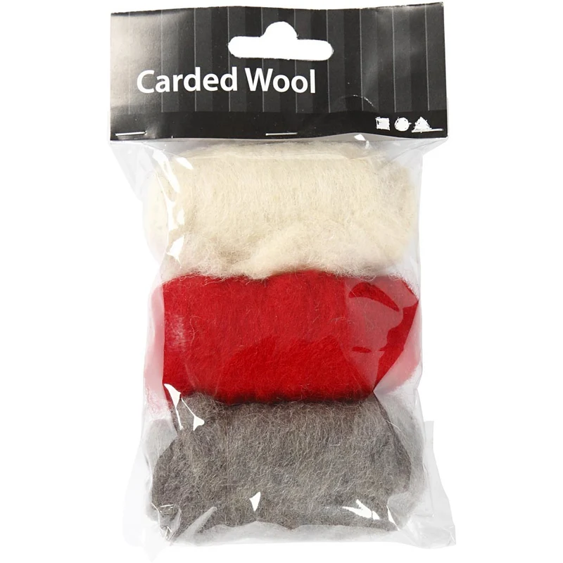Kardierte Wolle , Harmonie in Rot-Weiß, 3x10 g/ 1 Pck [HOB-45337]